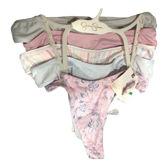 Jessica Simpson 5pk pink blue gray multi thong panties size large new - Picture 11 of 14